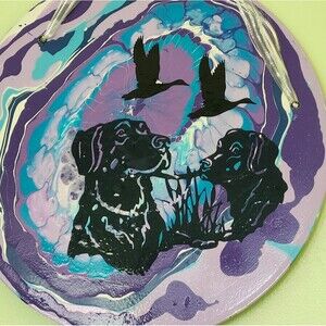 Hand Crafted Colorful Hunting Dog Fluid Art Painting On 12" Vinyl Record